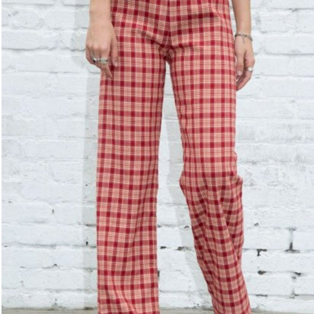 Brandy Melville high rise Tilden pant women size S elastic waist plaid pants
